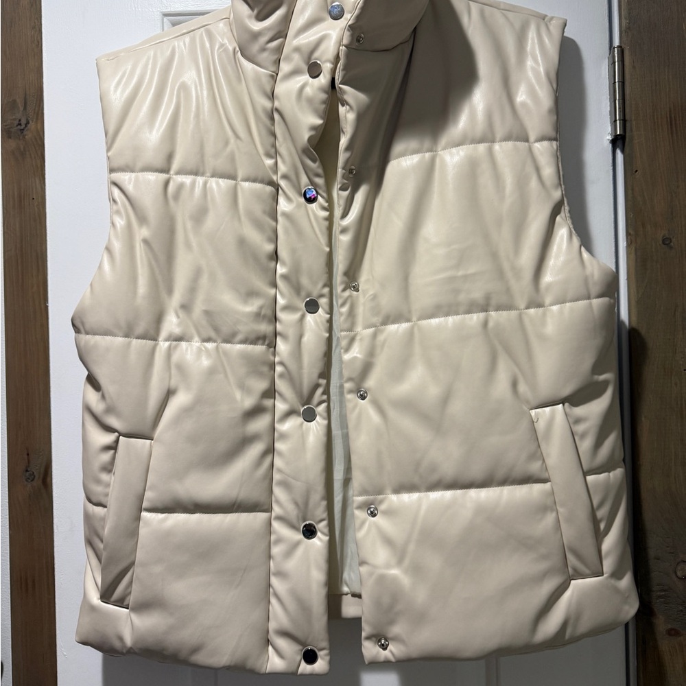 Pink Lily Ivory Puffer Vest